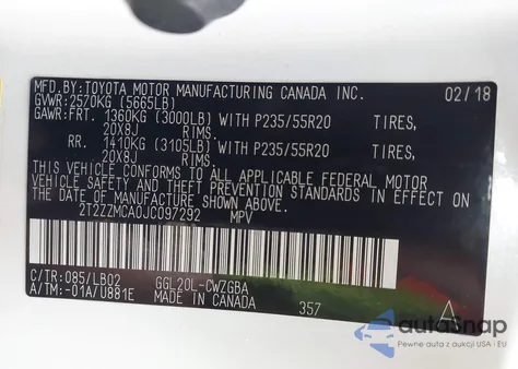 2018 Lexus Rx 350 z USA, uszkodzony, nr VIN 2T2ZZMCA0JC097292